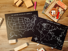 Load image into Gallery viewer, Chalkboard USA and World Map Unlabeled
