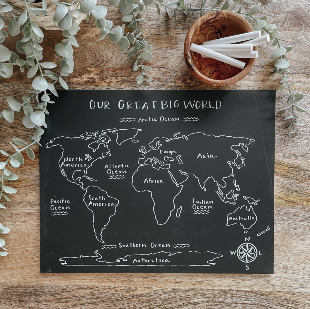 World Map Trace-n-Erase Chalkboard® (Black)